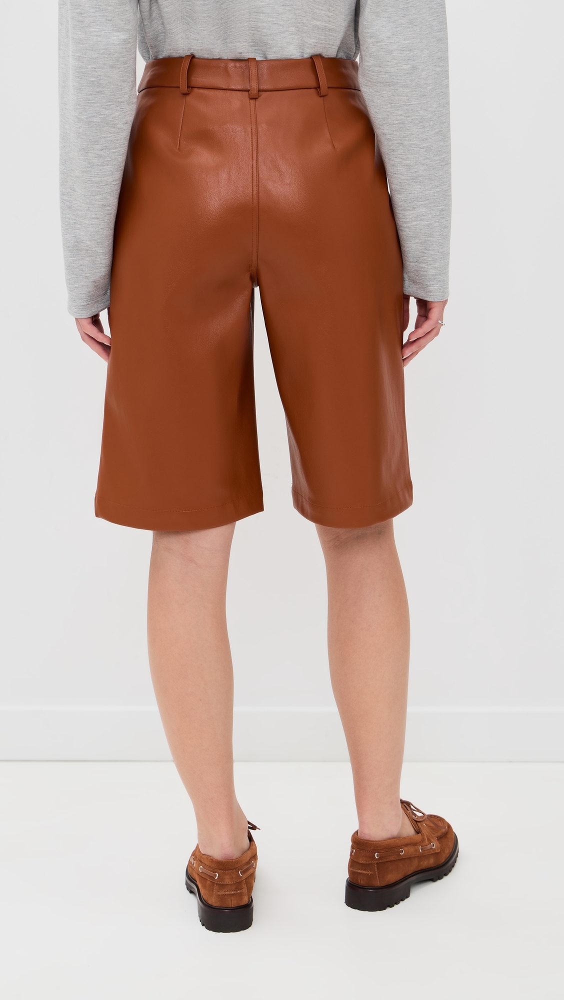 Jade Faux Leather Shorts Cognac