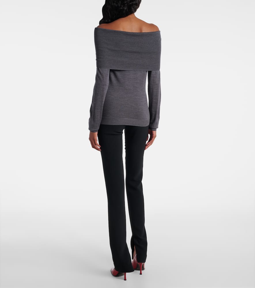 Off-shoulder virgin wool top