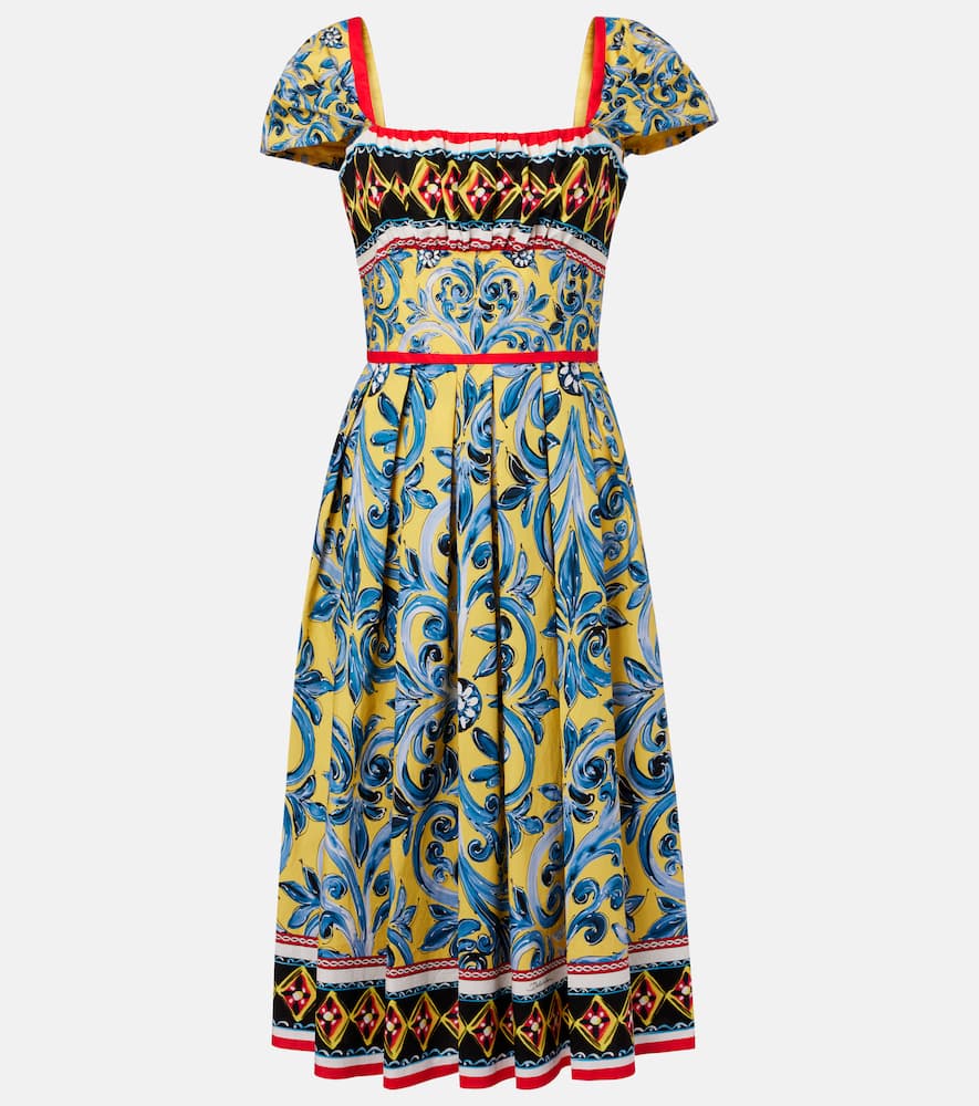 Pleated printed midi dress