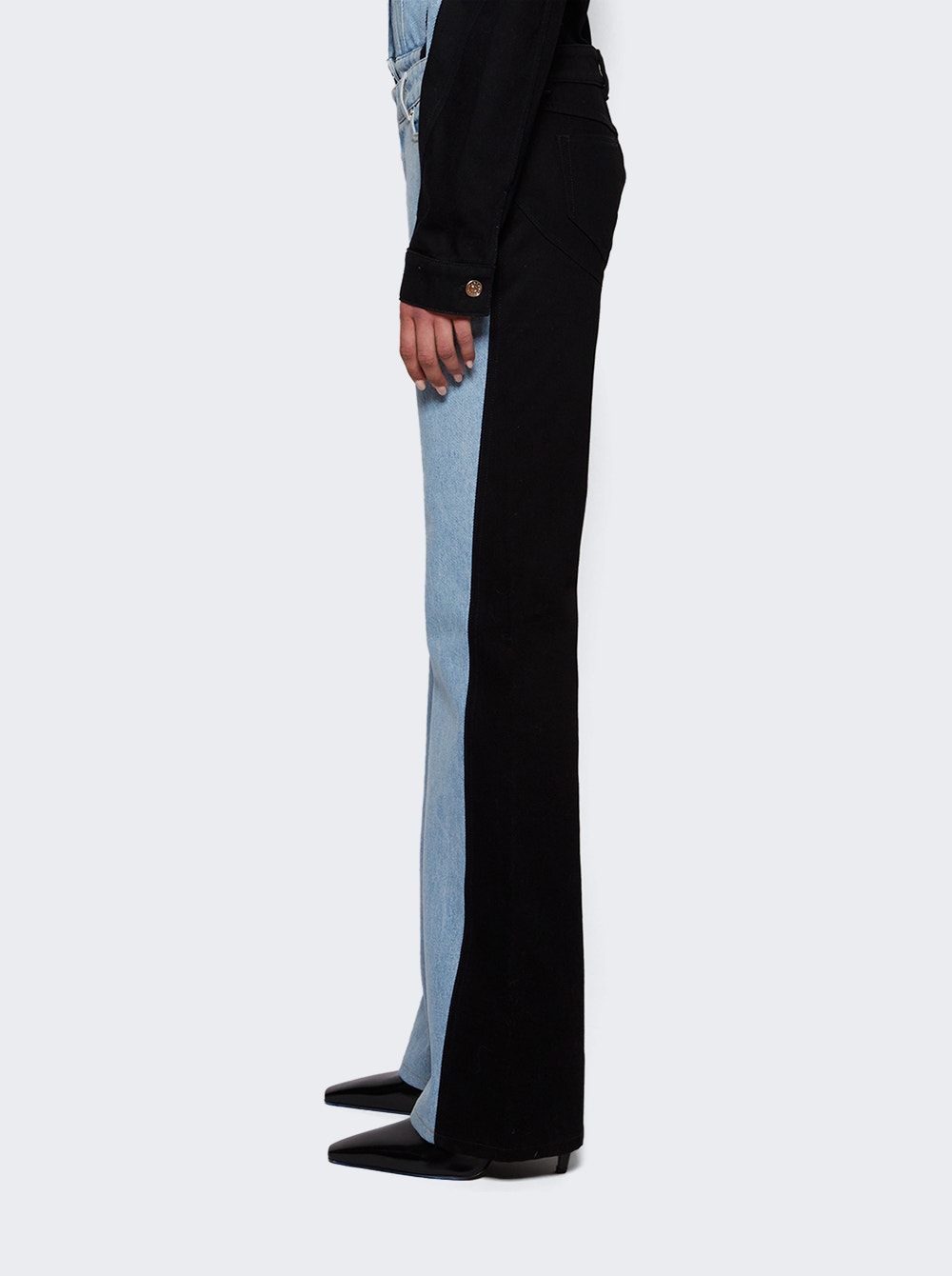 Bi-color straight leg jeans - Black