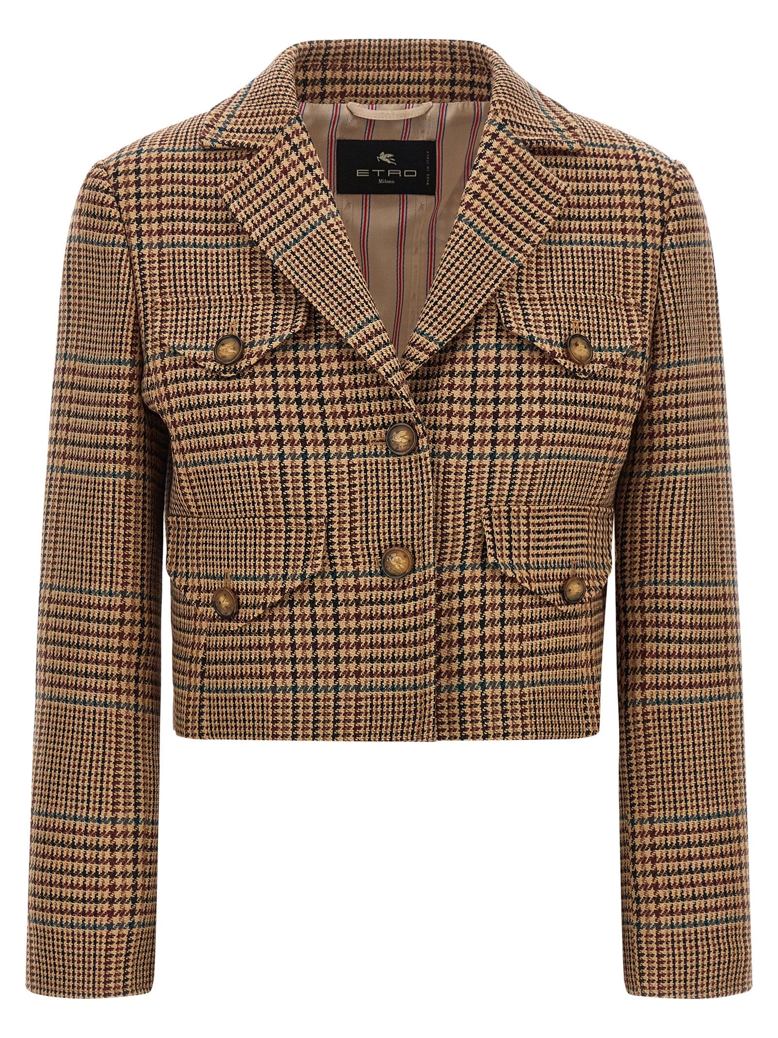Prince of Wales Wool Blazer — Brown