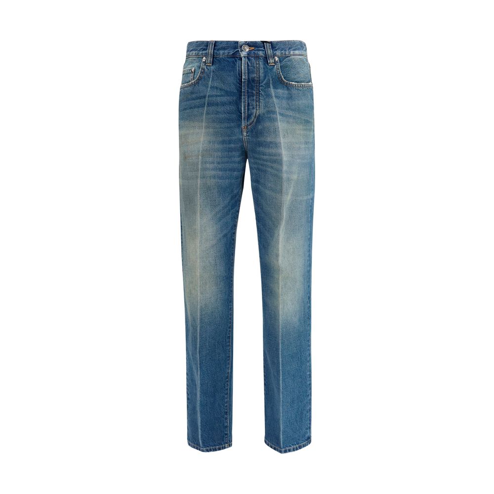 Straight-Leg Cotton Jeans — Blue
