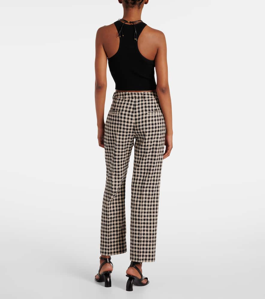 Daisy gingham cropped straight pants