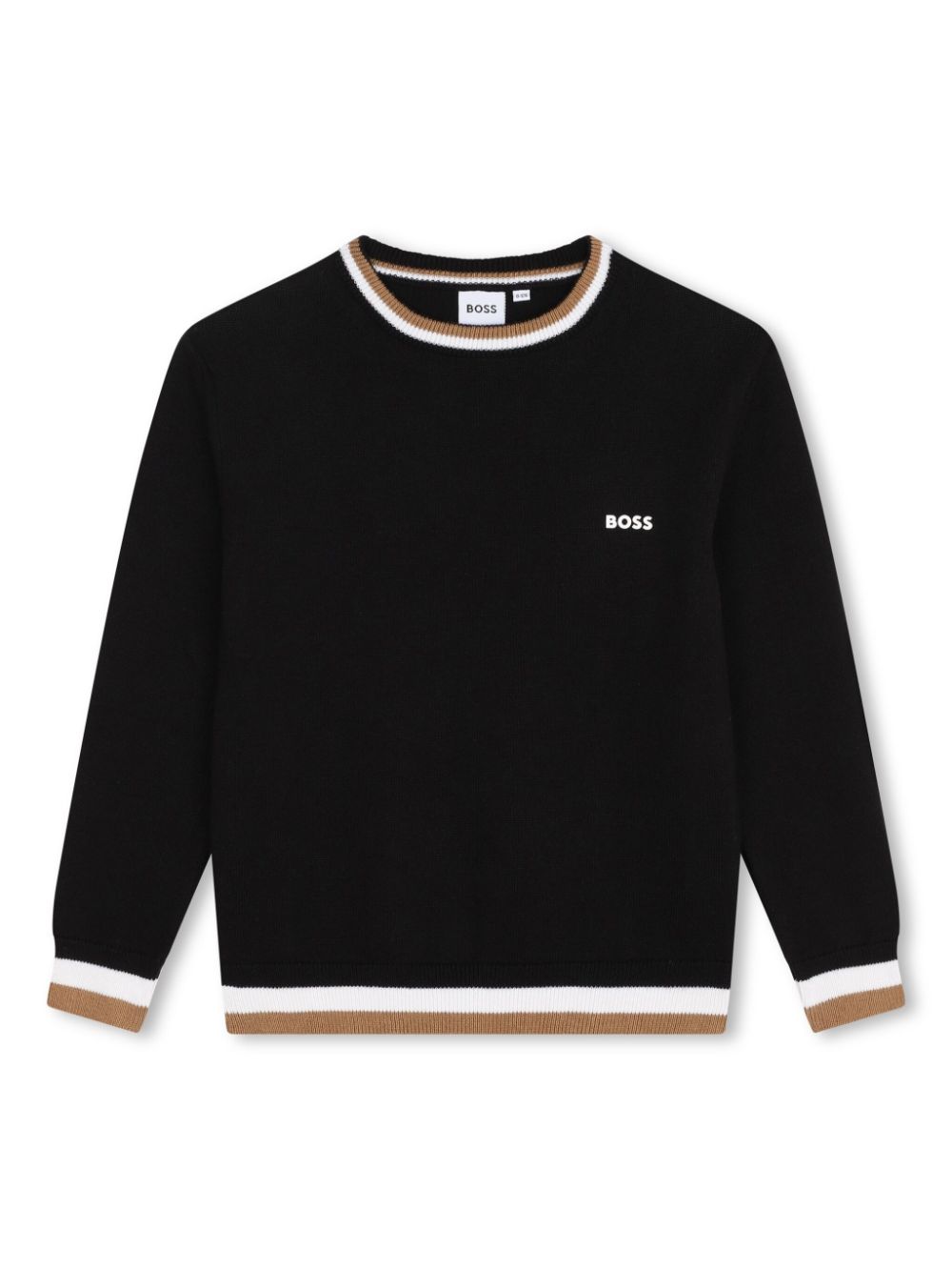 Logo-print stripe-detail jumper - Black