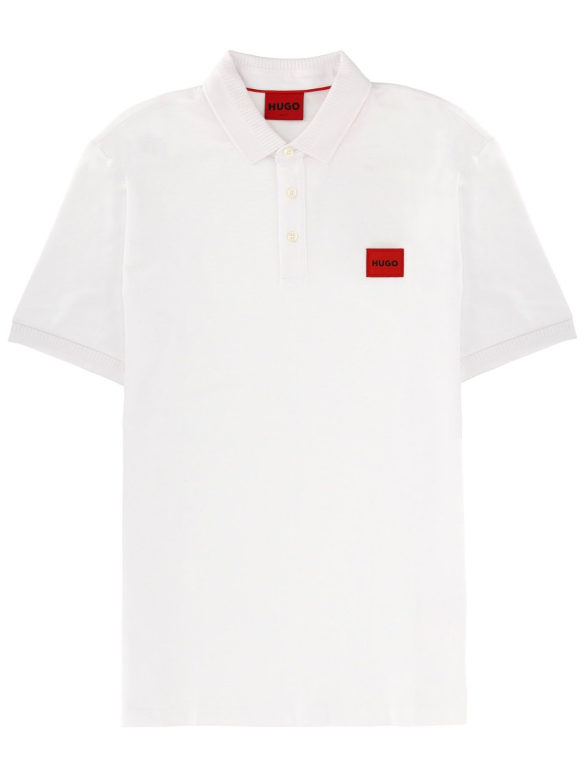 White Logo Shirt Collar Polo