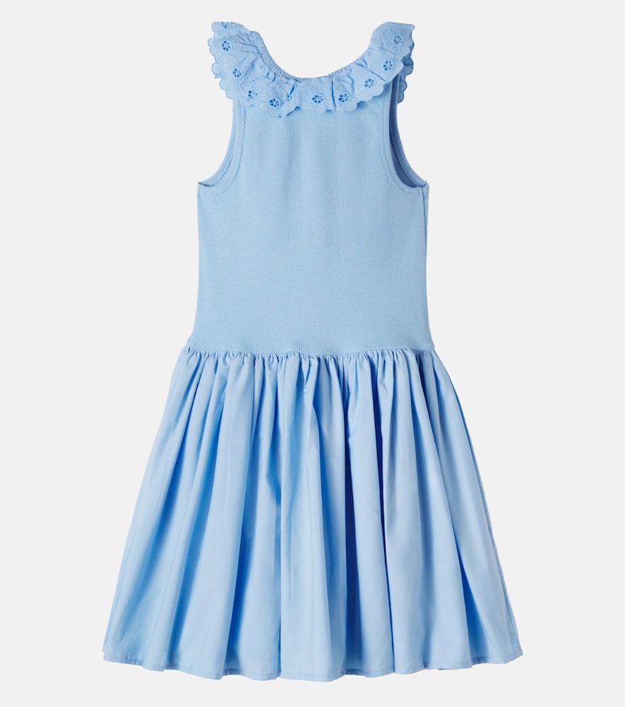 Croco embroidered cotton-blend dress