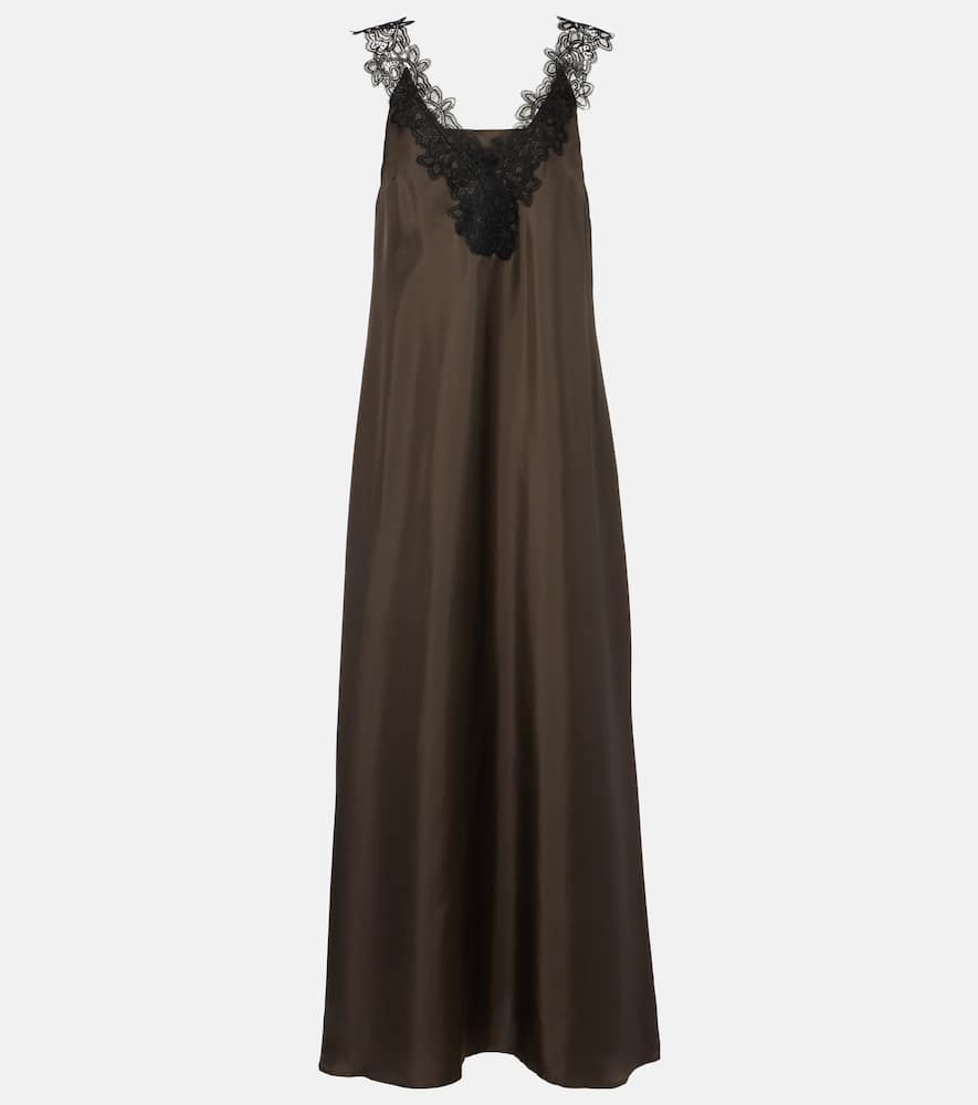 Róhe Lace-trimmed silk midi dress