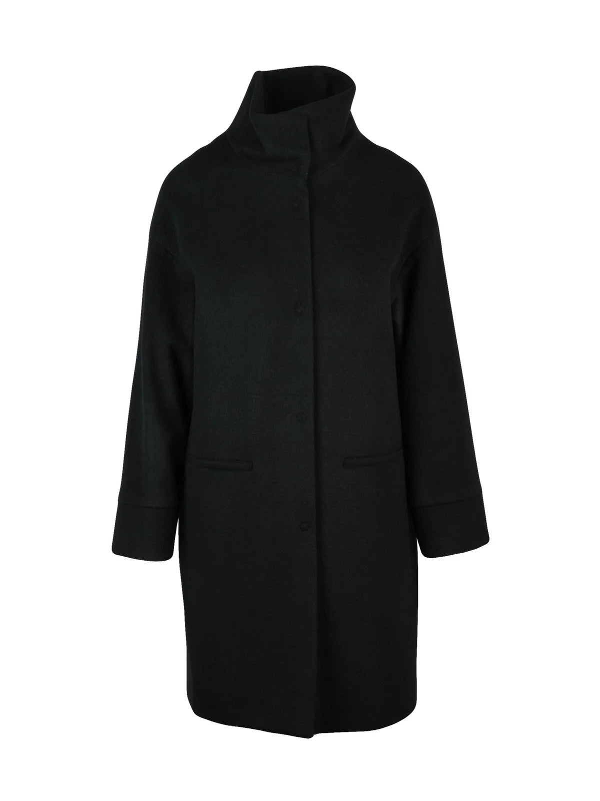 Black Virgin Wool-Blend Coat
