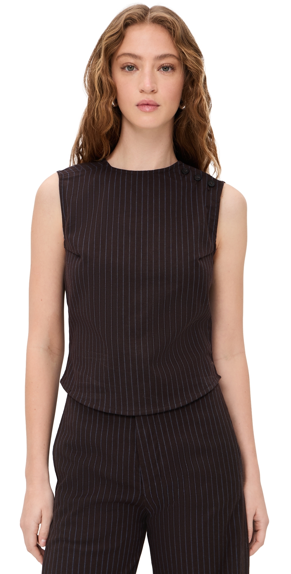 Tailored Top Brown/Blue Stripe
