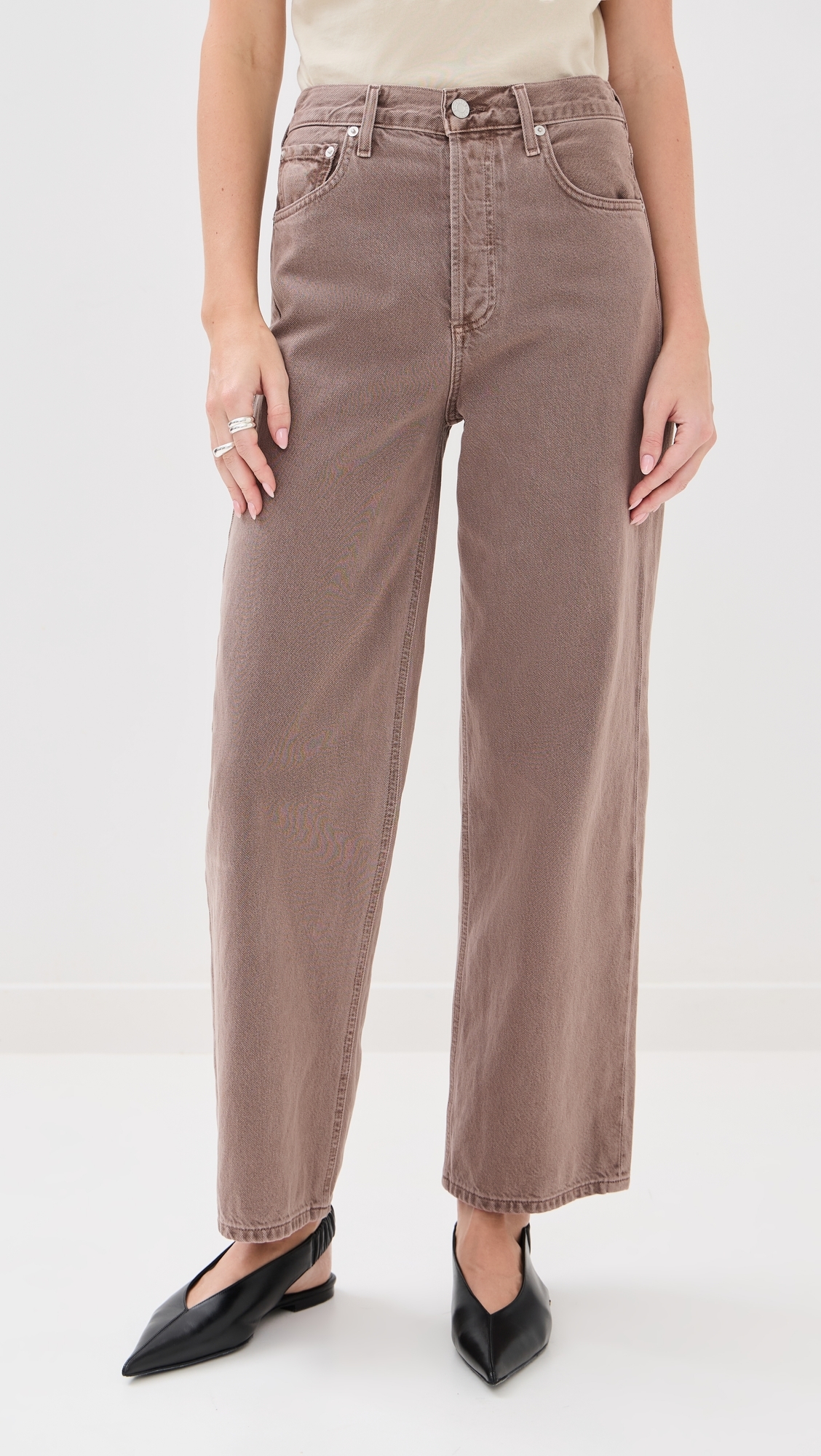 Ren Jeans: High Rise Wide Leg Jeans Ceramic