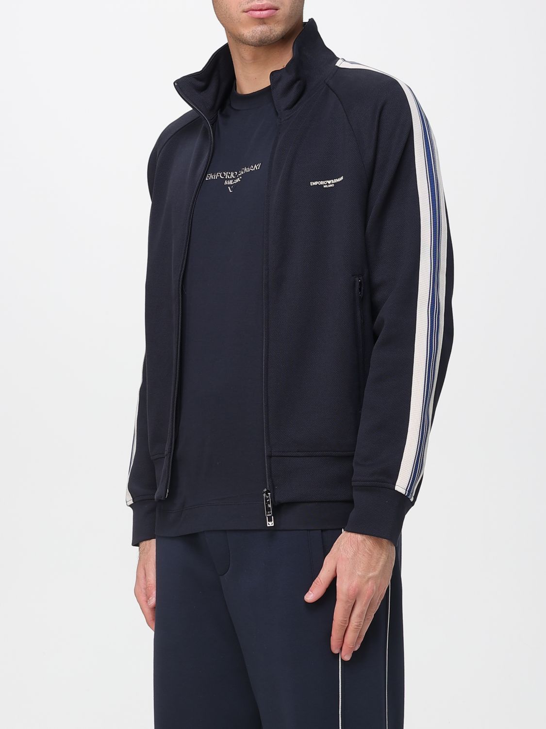 Side-stripe zip-up track jacket - Black