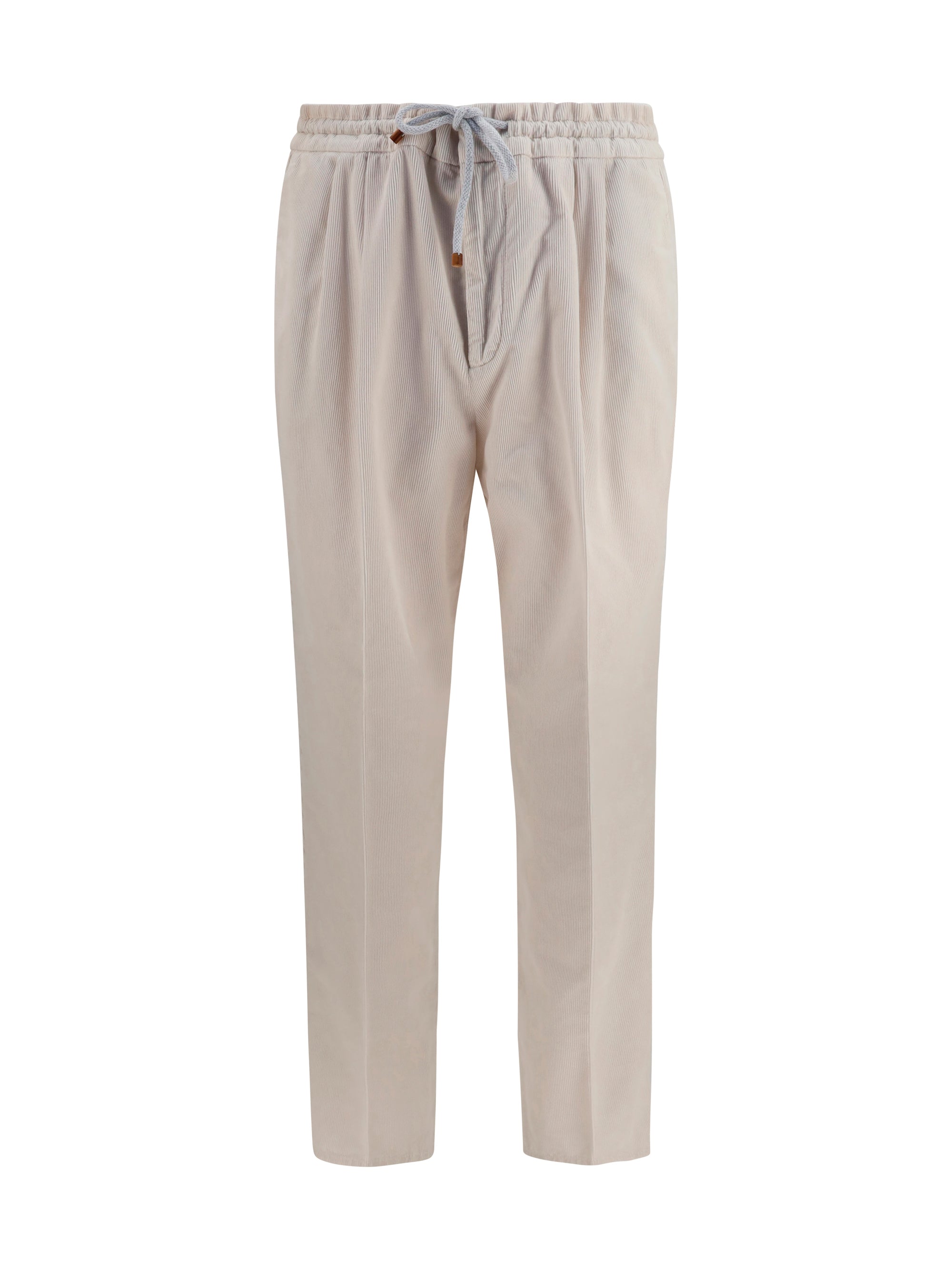 Corduroy Drawstring Trousers — Beige