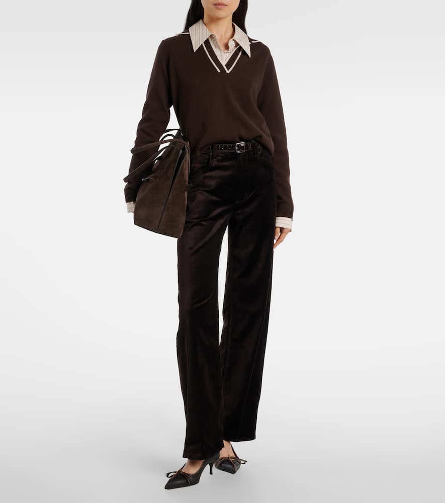 Ayla cotton-blend velvet straight pants