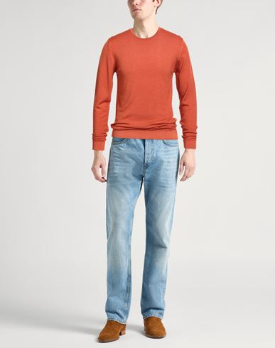 Vintage Man Sweater Orange Size XL Merino Wool