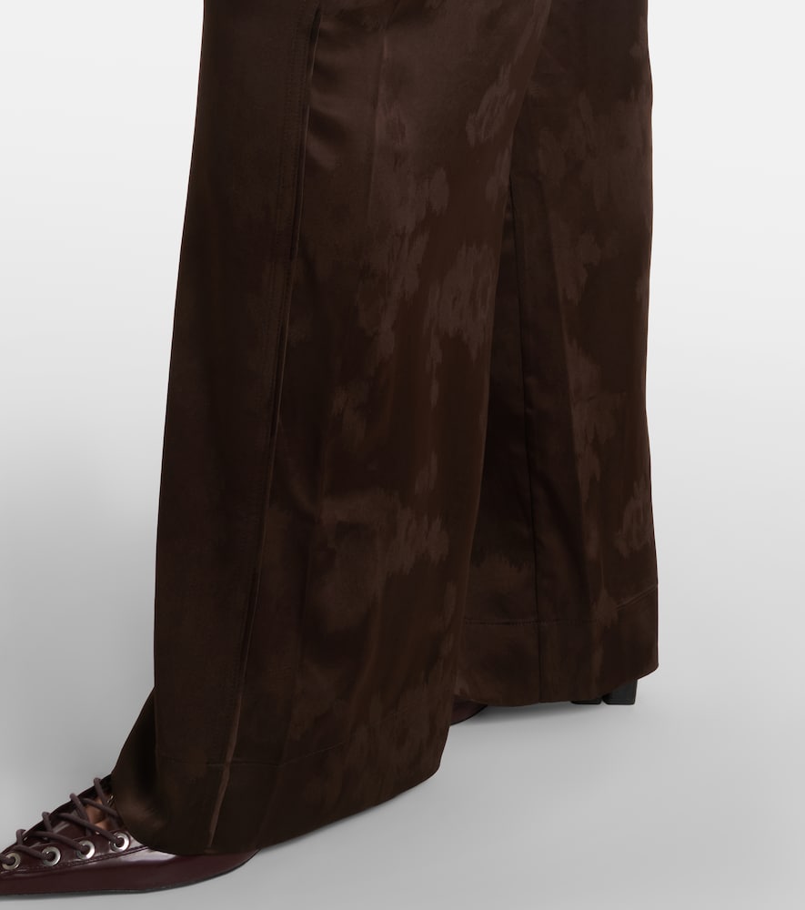 Satin jacquard wide-leg pants