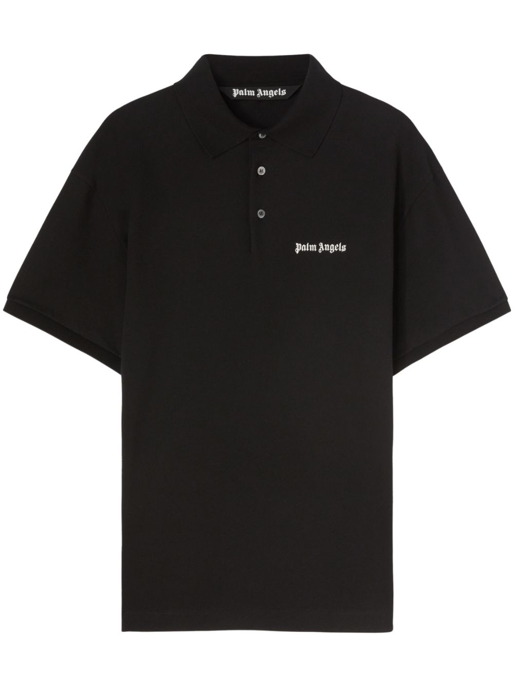Logo-embroidered cotton polo shirt - Black