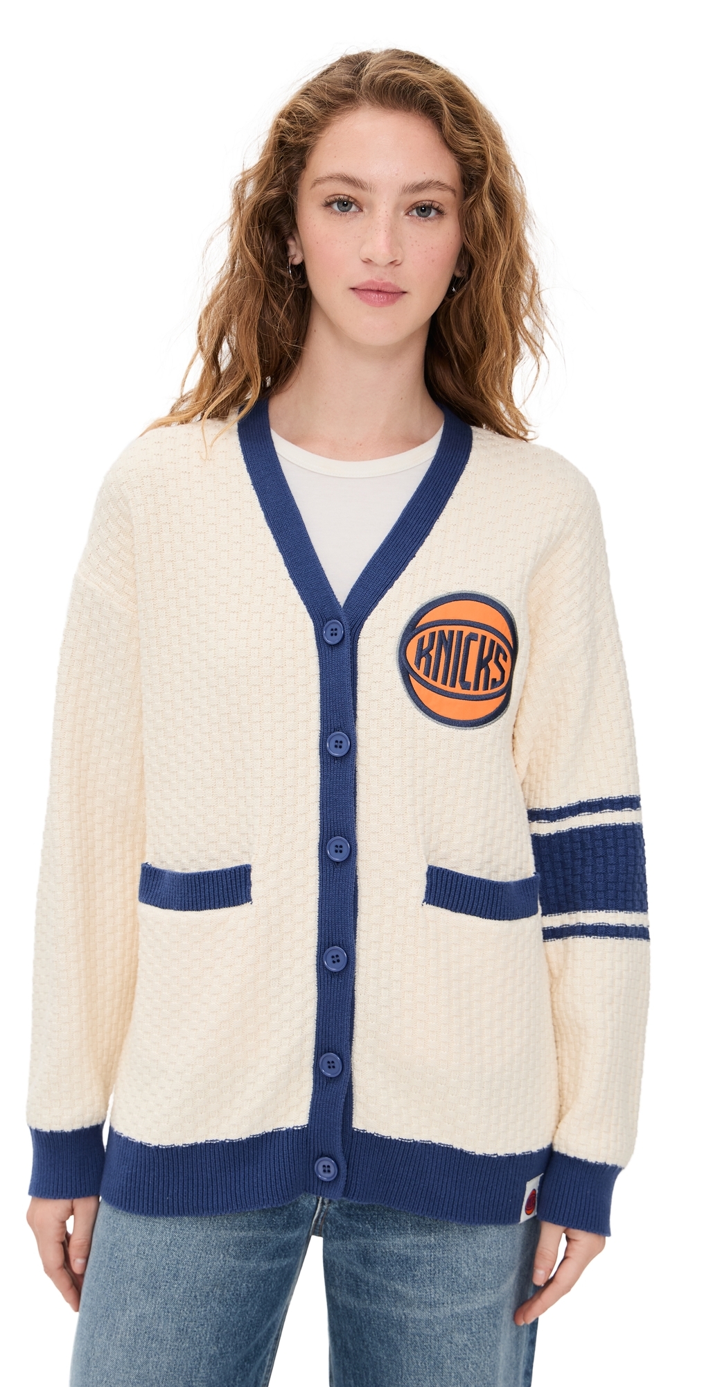Knit Cotton Varsity Sweater Knicks Sugar