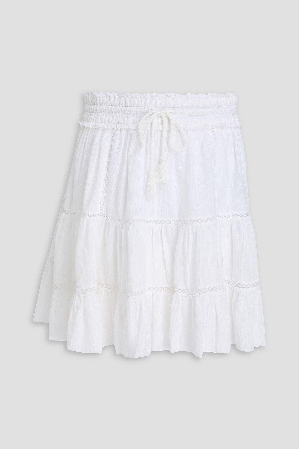 Lioline tiered cotton-blend jacquard mini skirt - White - FR 34
