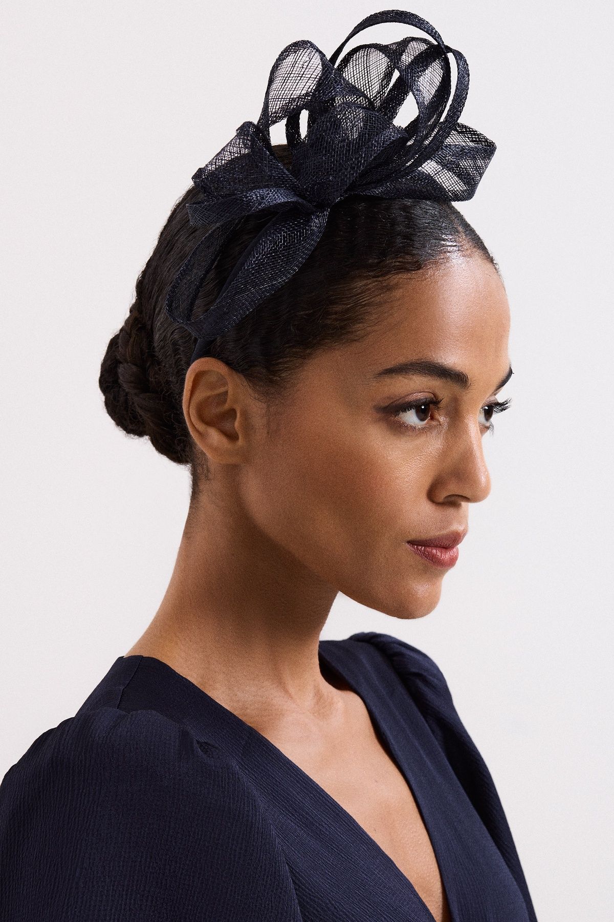 Phase Eight Twist Fascinator Headband In Dark Navy