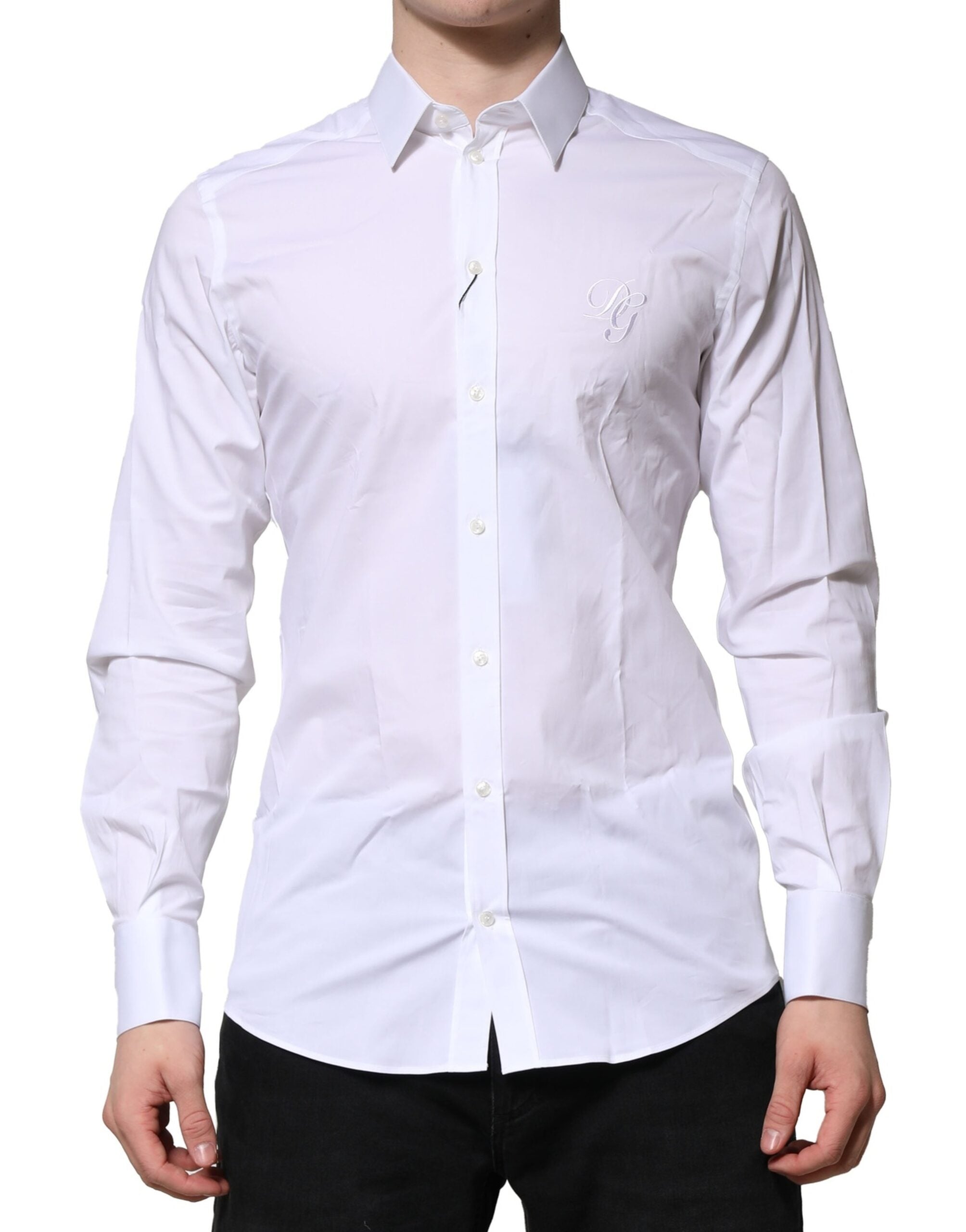Cotton-Elastane Formal Shirt — White