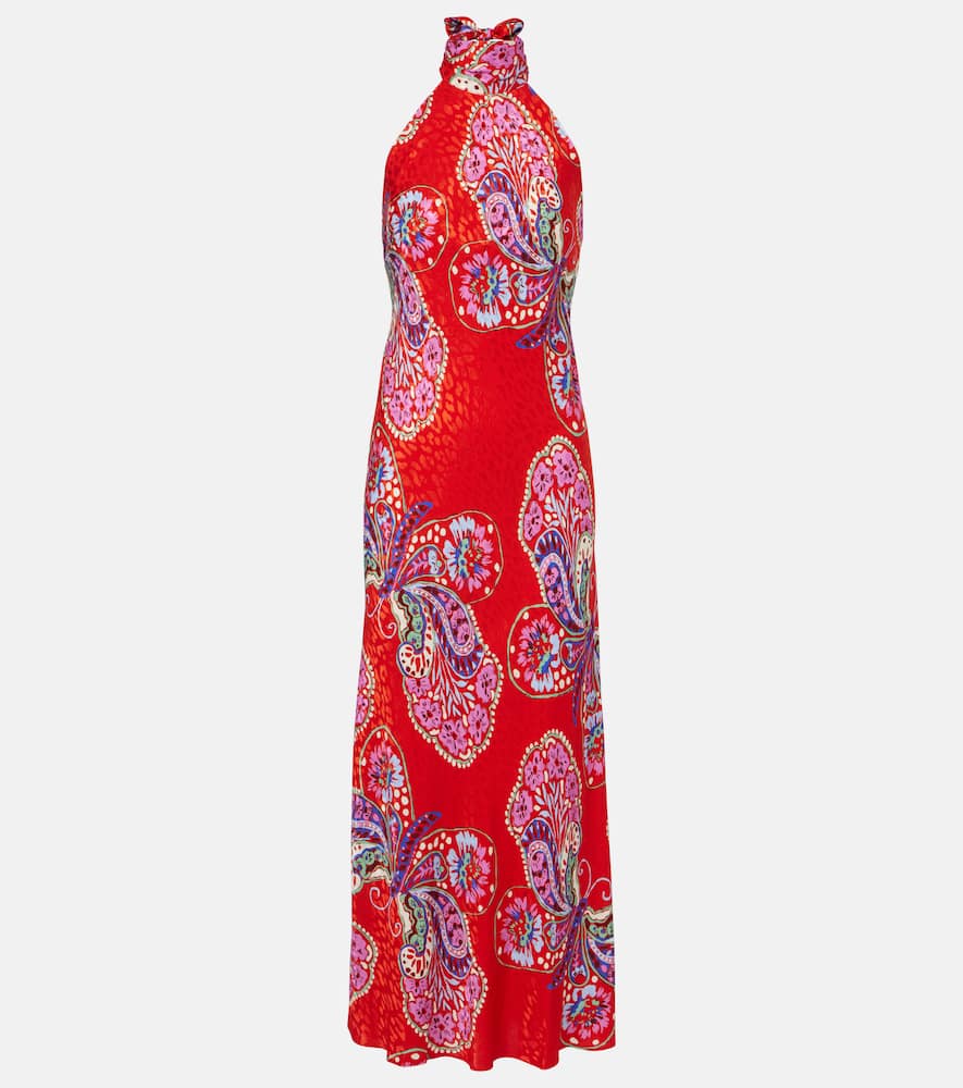 Maura printed halterneck midi dress