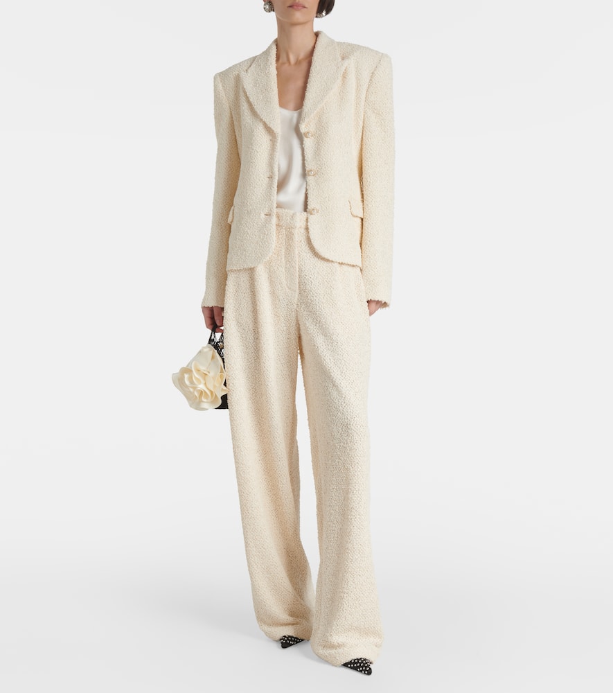 High-rise bouclé wide-leg pants