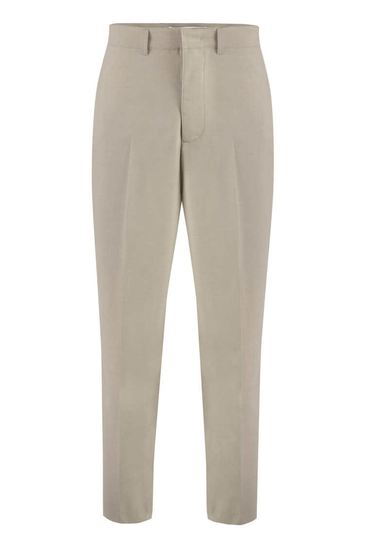 Beige Flat Front Trousers