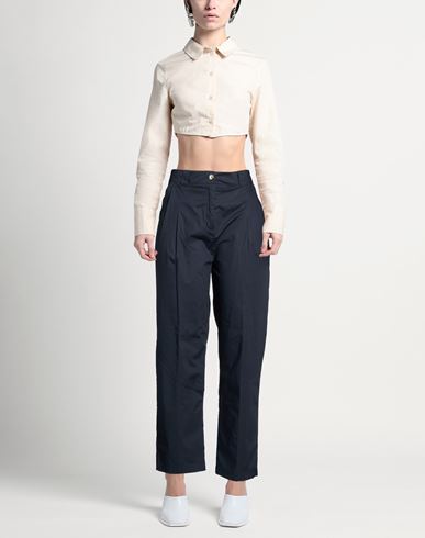 Woman Pants Navy Size L Cotton