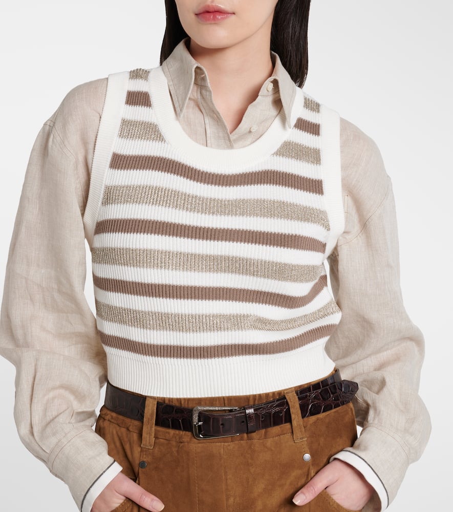 Striped cotton sweater vest