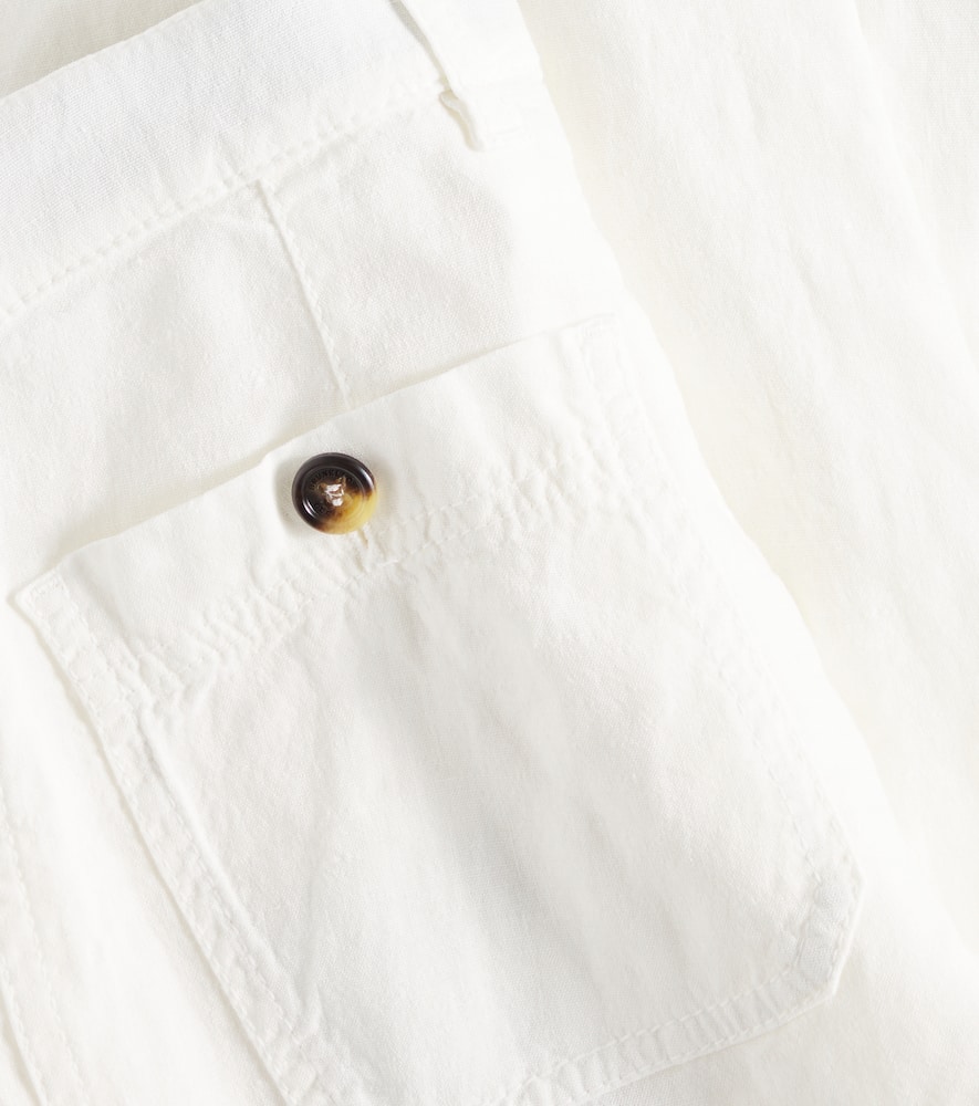 Dyed linen-blend pants