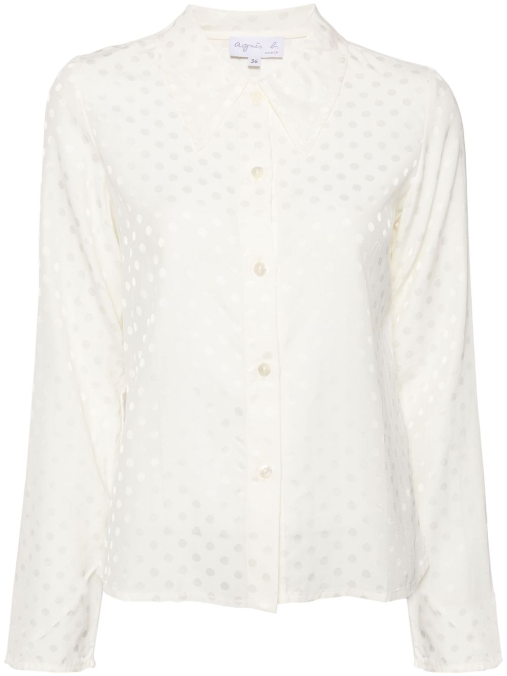 Polka dot print collar shirt - White