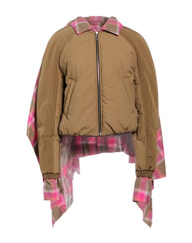 Woman Jacket Khaki Size 3 Polyamide, Cotton