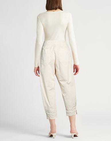 Easy Woman Pants Ivory Size 6 Cotton, Elastane