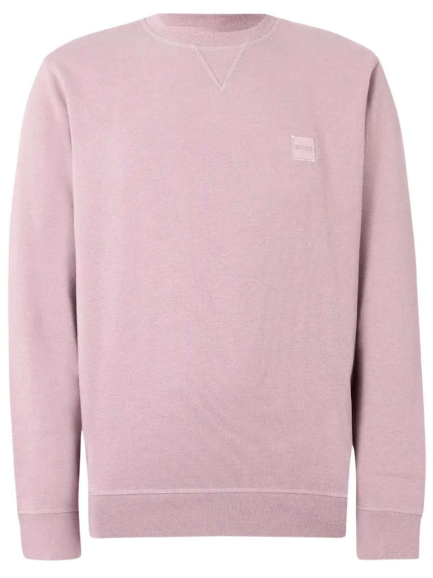 Purple Solid Crew Neck Sweatshirt