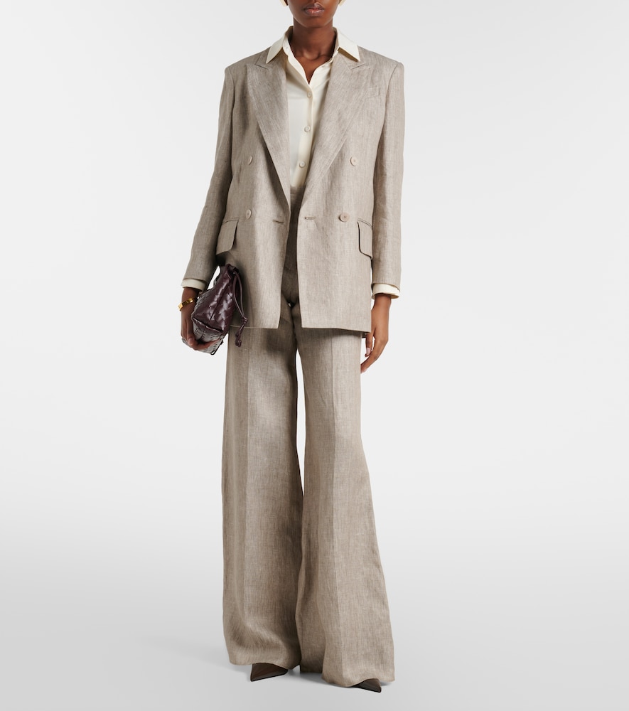 Olimpia double-breasted herringbone linen blazer