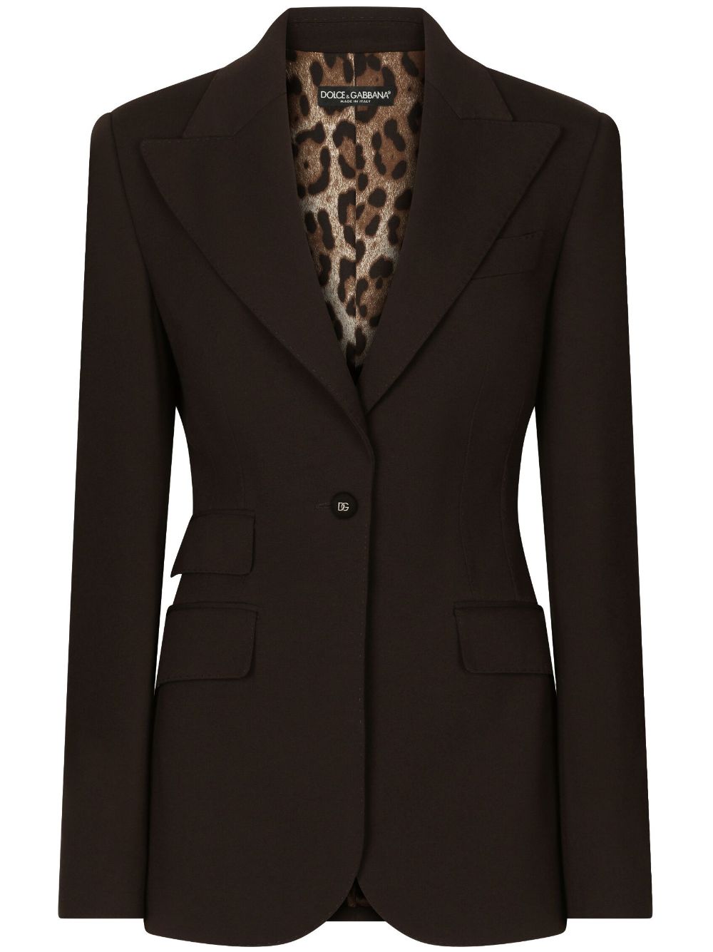 Single-breasted logo-plaque blazer - Brown
