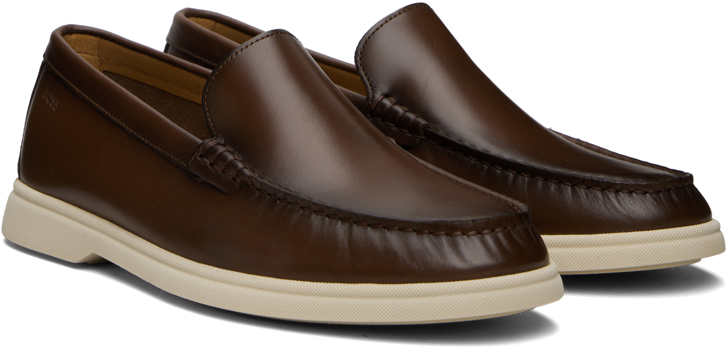 Brown Emed-Logo Leather Loafers