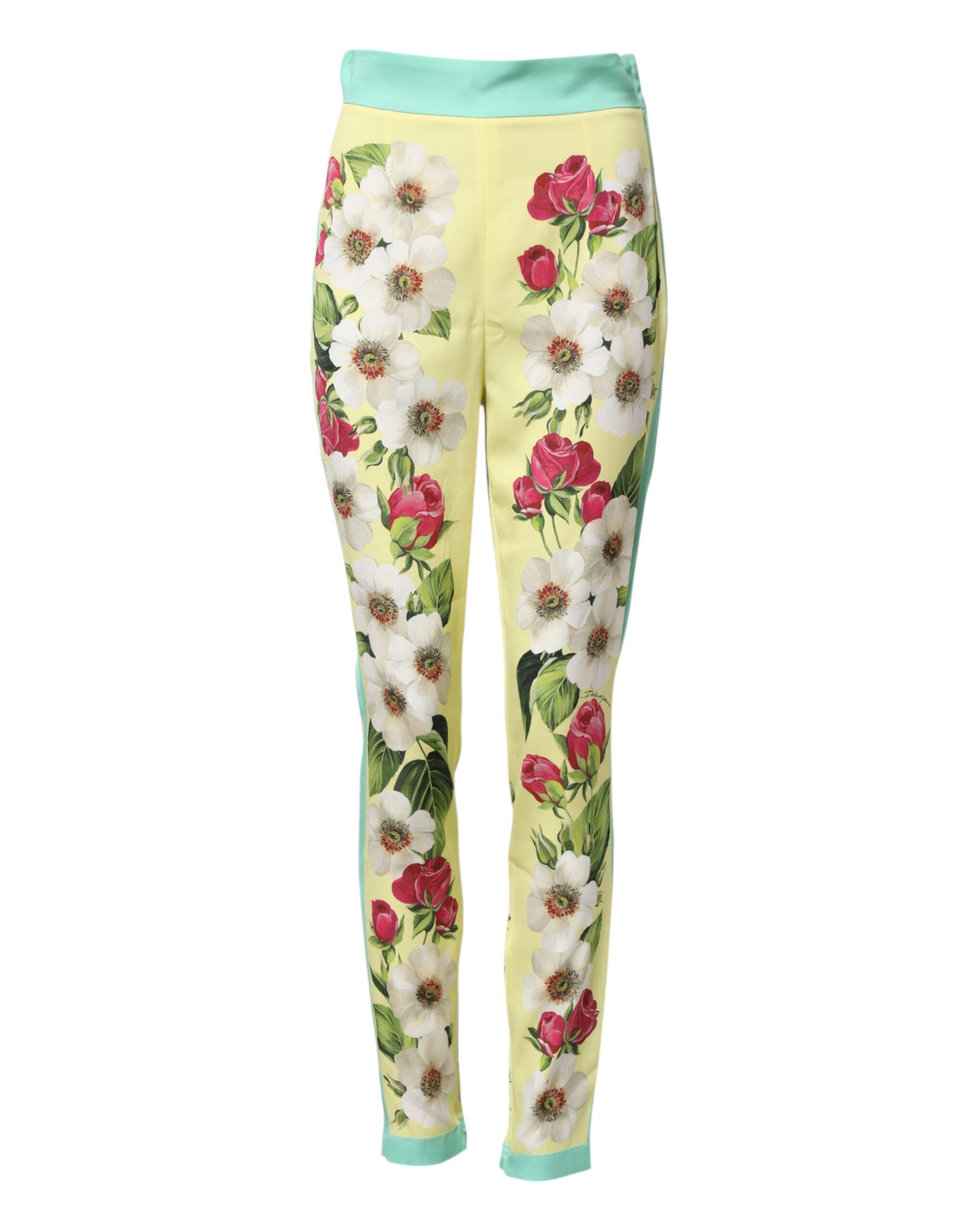 Silk Floral Leggings — Yellow