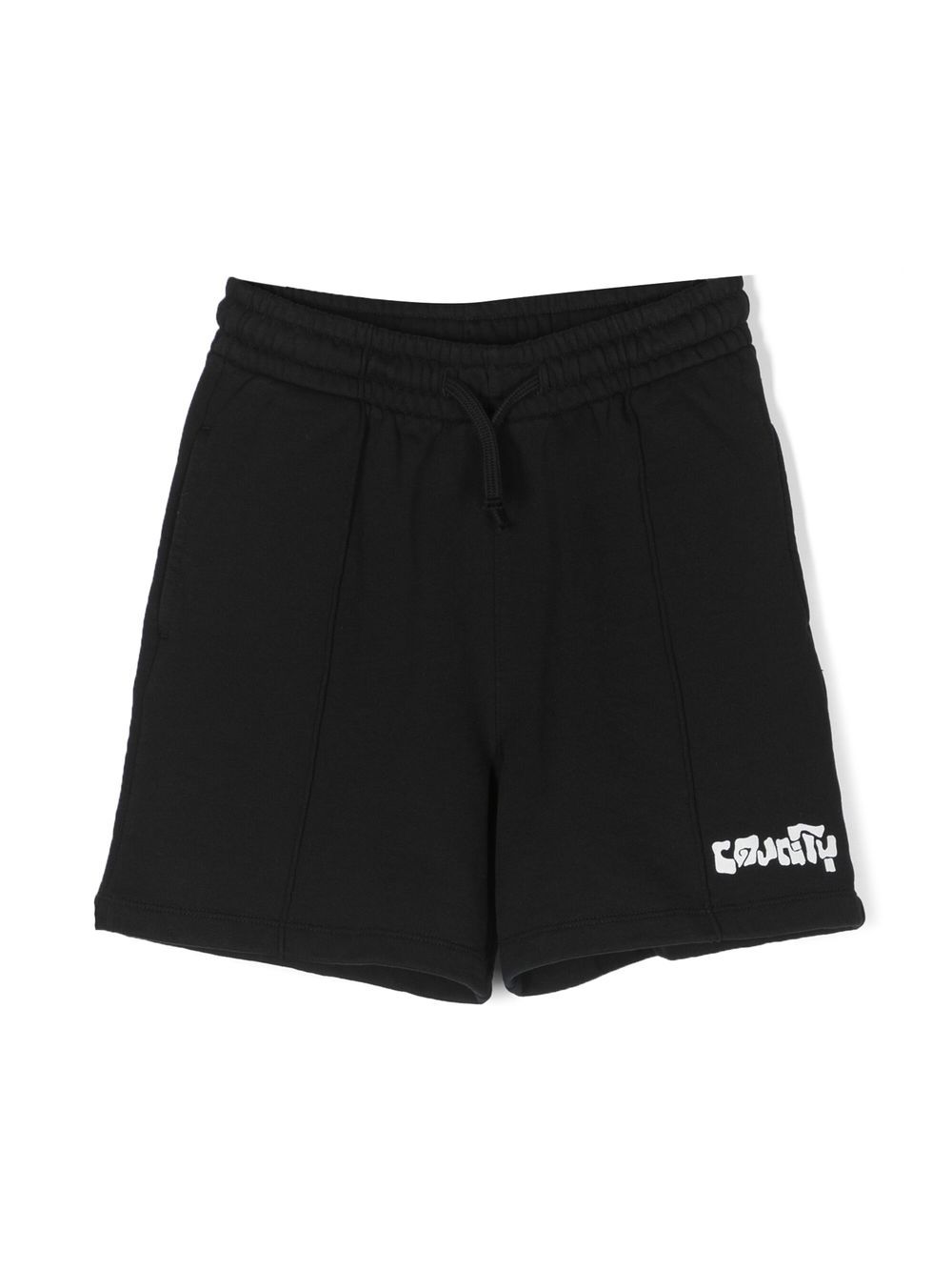 Graphic-print track shorts - Black