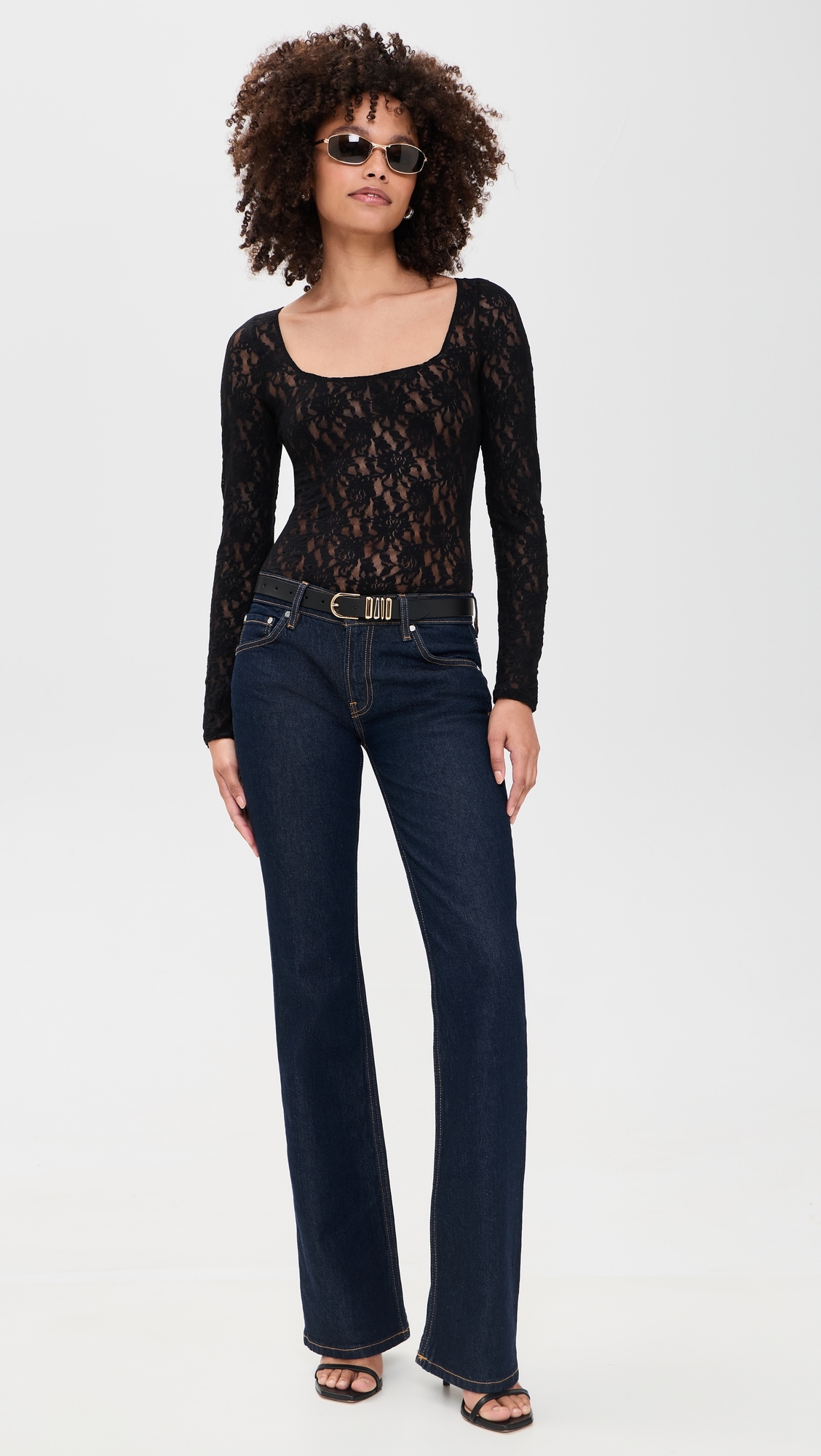 Lace Thong Bodysuit Black