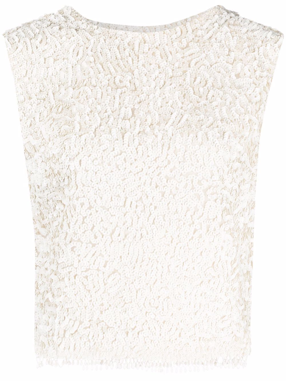 1960s sequinned sleeveless top - White