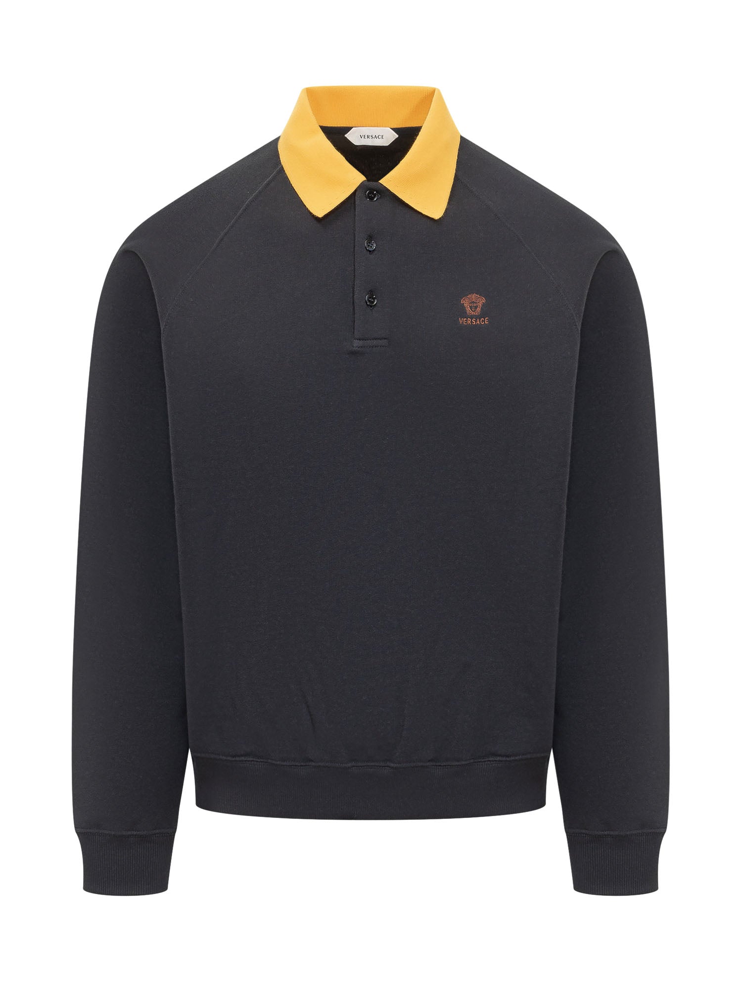 Classic Sweatshirt with Collar and Buttons