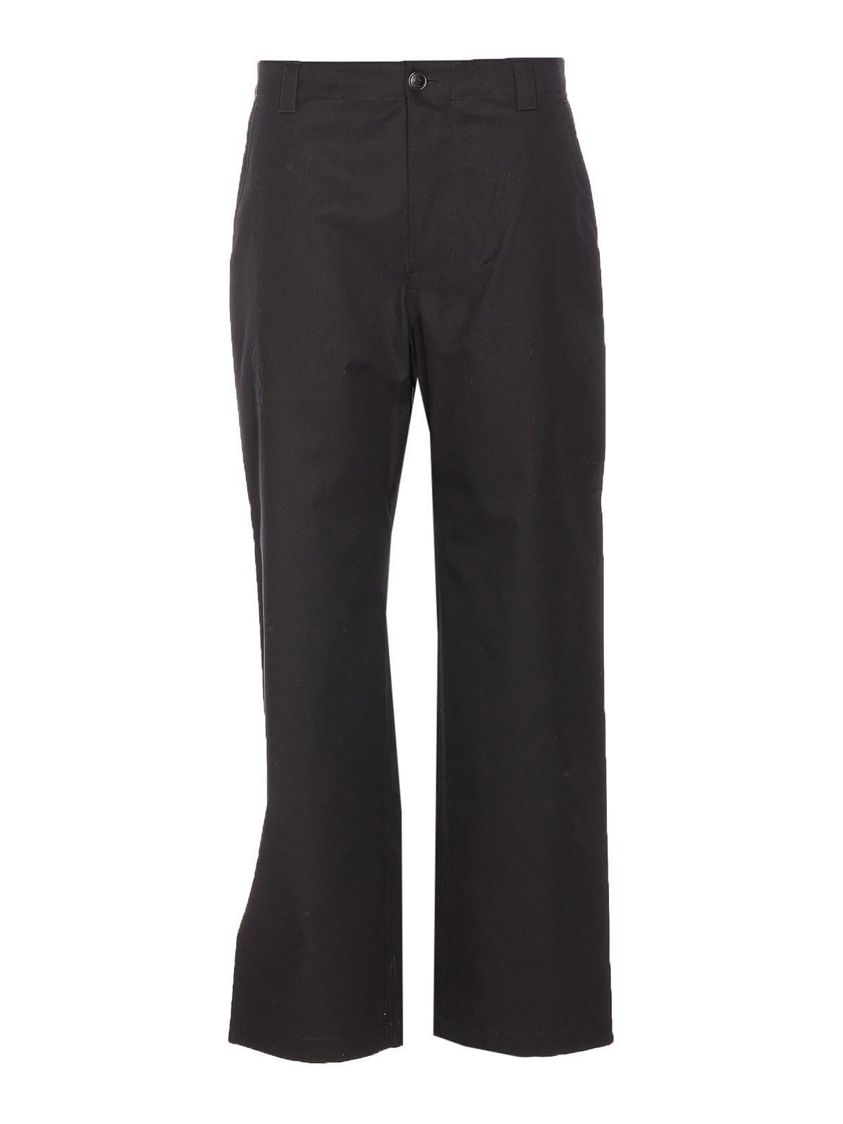 Button-fastening twill trousers - Black