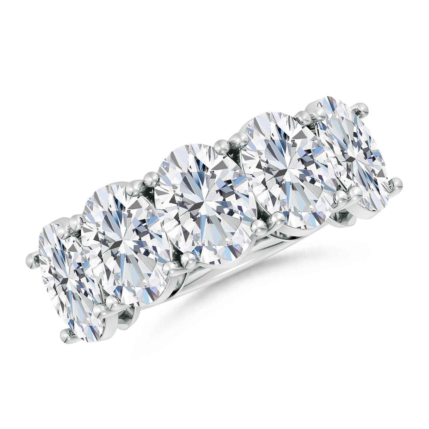 Angara 7.5 CTW Lab-Grown Oval Diamond Five Stone Classic Anniversary Ring in 14K White Gold