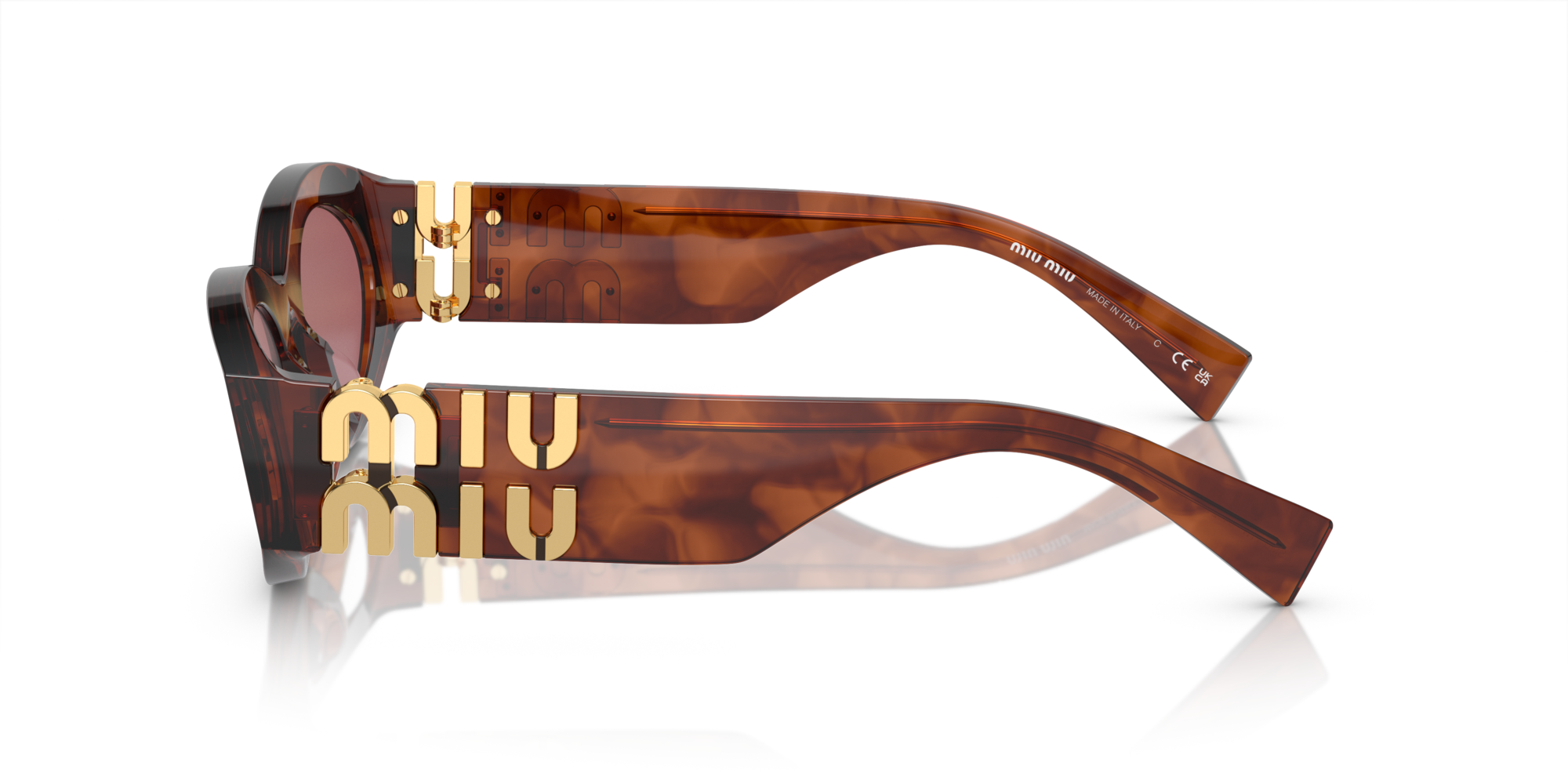 Miu Miu Woman Miu Miu MU 11Q08S Sunglasses Acetate Brown Violet Round Norma
