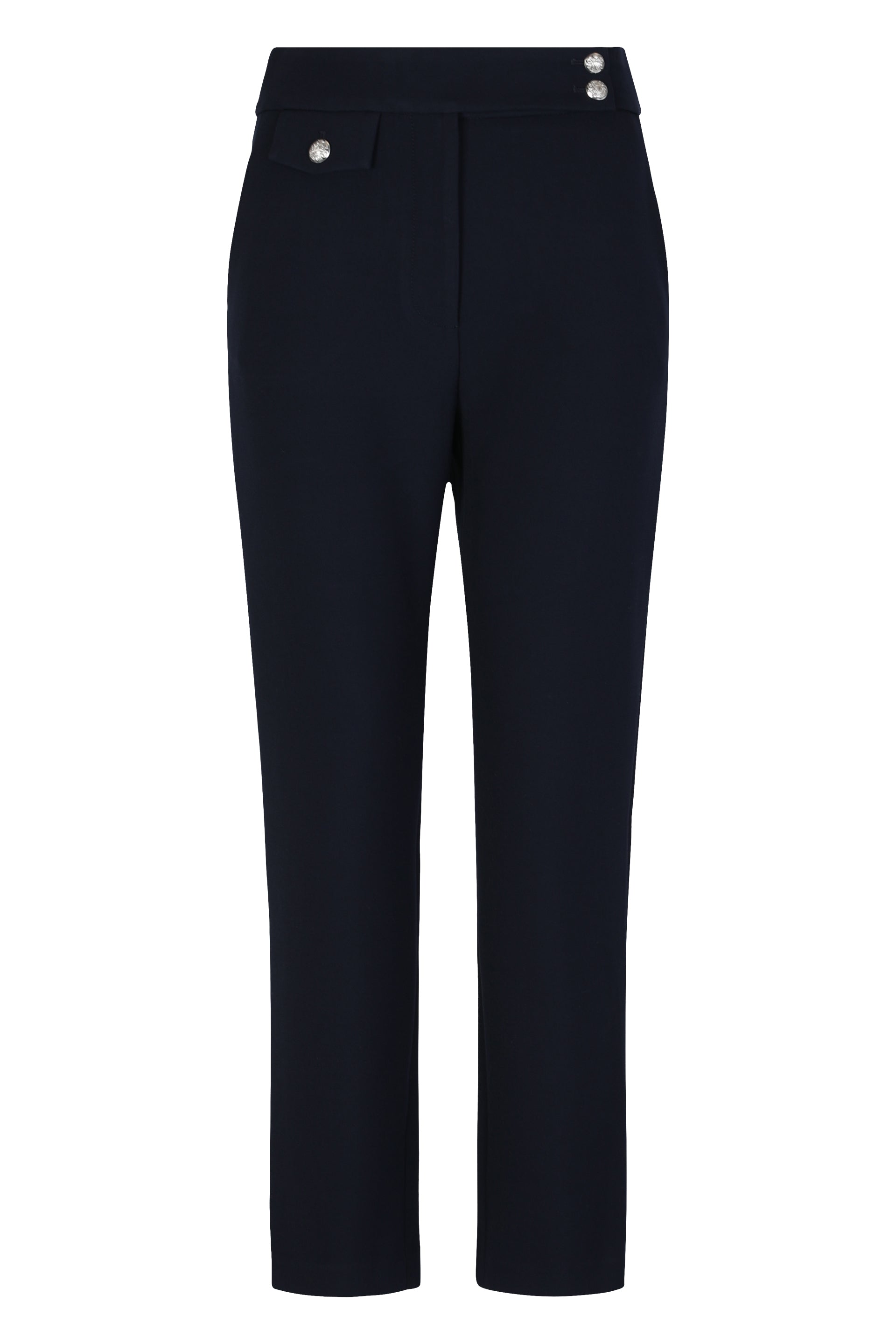 Renzo Slim-Leg Tapered Ankle Trousers with Logo Buttons