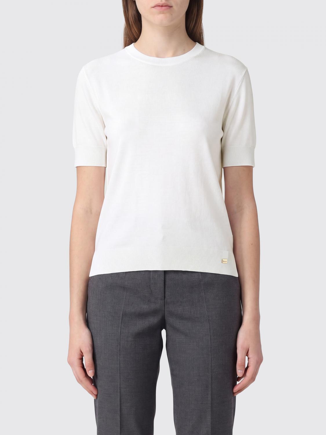 Fine-knit short-sleeved jumper - White