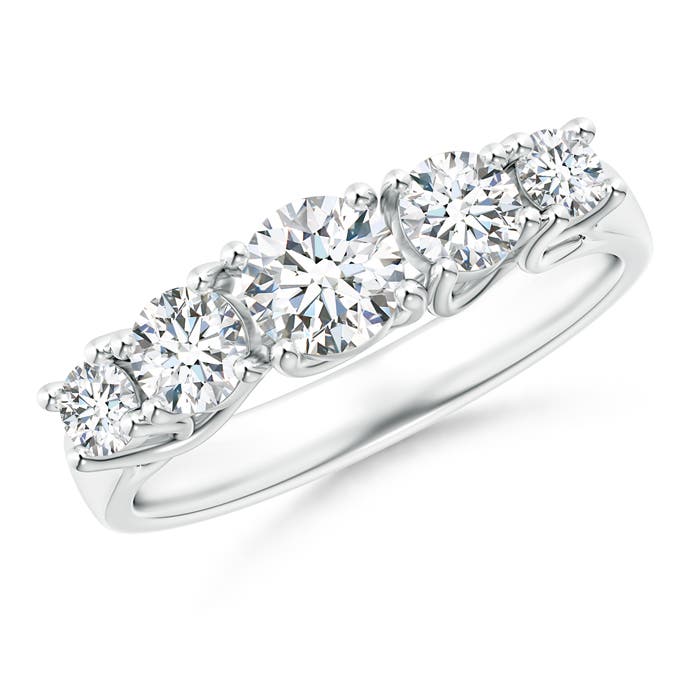 Angara 0.99 CTW Lab-Grown Five Stone Trellis Set Diamond Wedding Ring in 18K White Gold