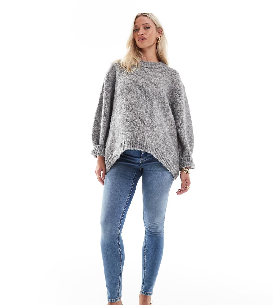 ASOS DESIGN Maternity ultimate skinny jeans with over bump in mid blue