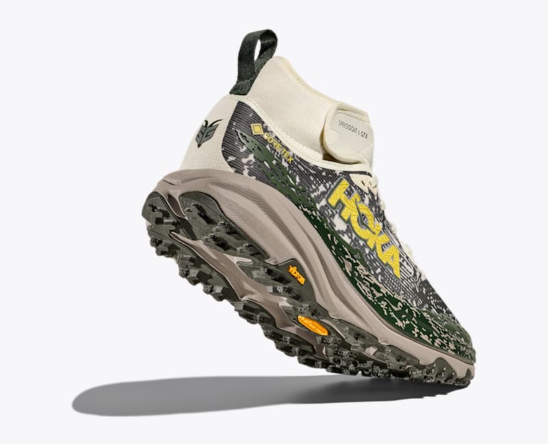 HOKA Men's Speedgoat 6 Mid GTX Shoes in Truffle Salt/Cement